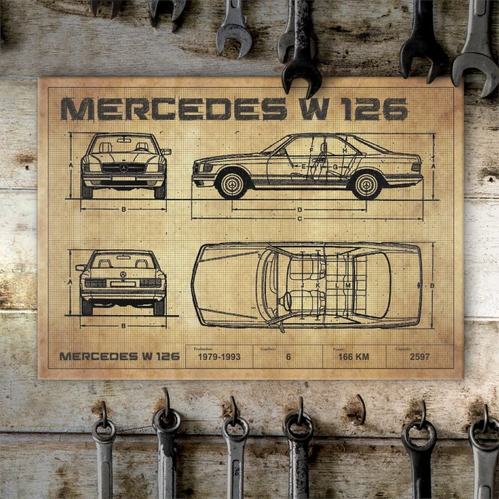 Poster metal W126 drawing gift