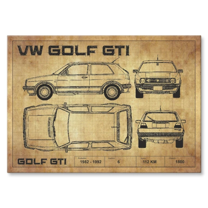 Poster metal Golf GTI drawing gift