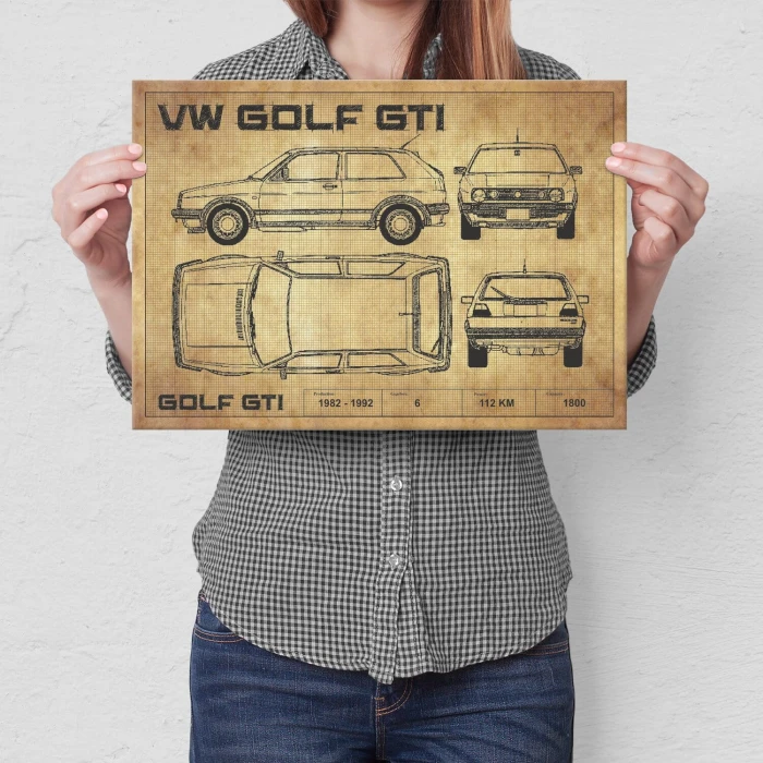 Poster metal Golf GTI drawing gift