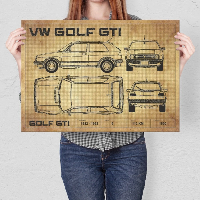 Poster metal Golf GTI drawing gift