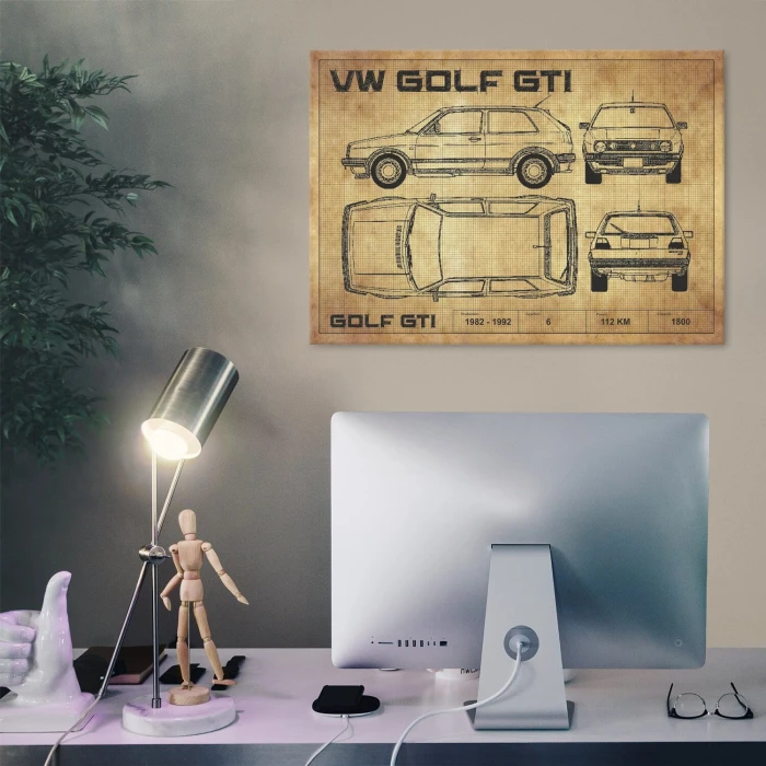 Poster metal Golf GTI drawing gift