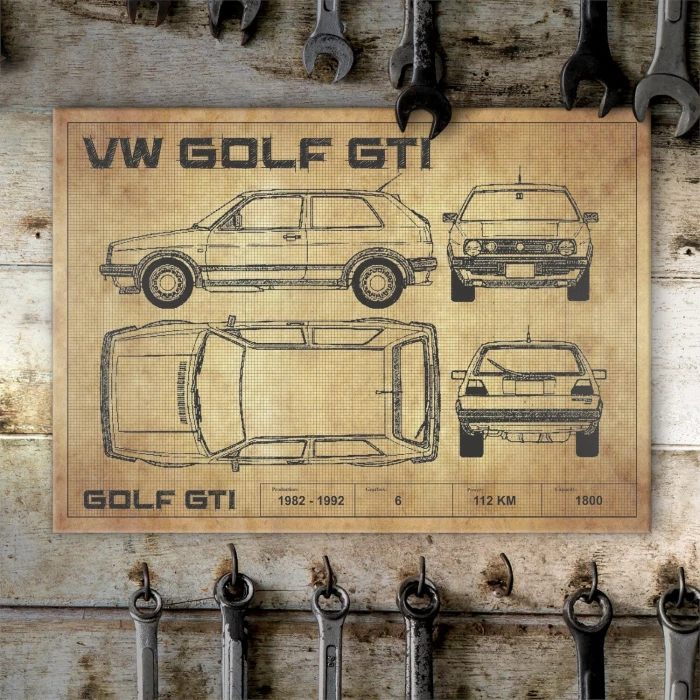 Poster metal Golf GTI drawing gift