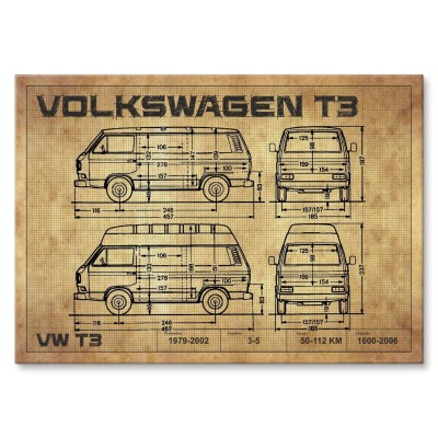 Poster metal VW T3 drawing gift