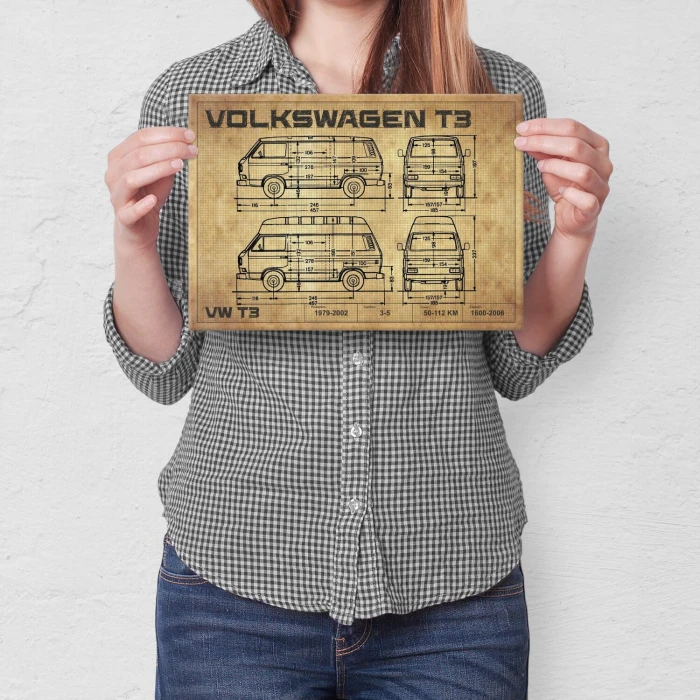 Plakat metalowy VW T3 drawing Prezent