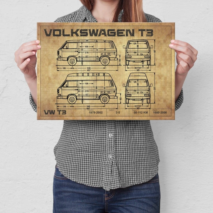 Poster metal VW T3 drawing gift