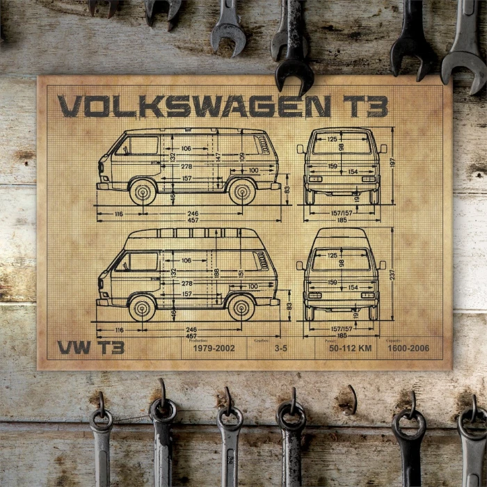 Poster metal VW T3 drawing gift