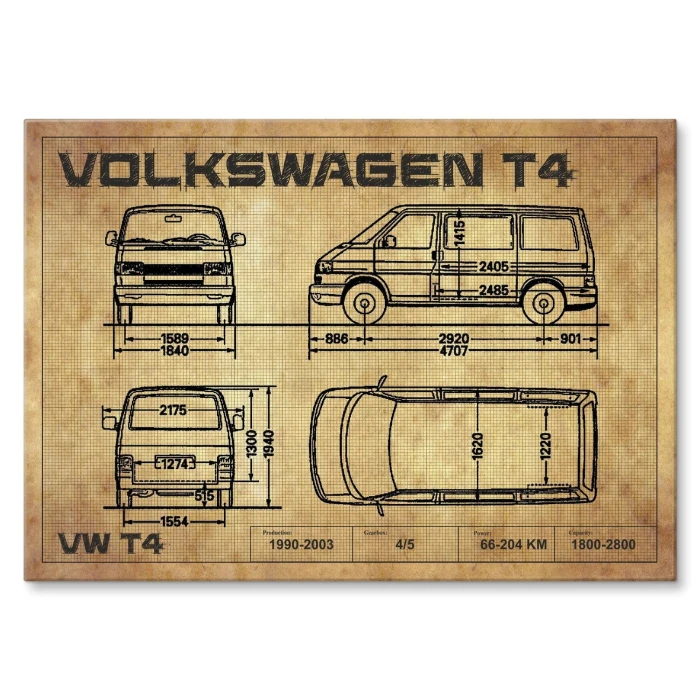 Plakat metalowy VW T4 drawing Prezent