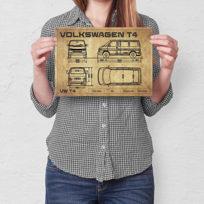 Plakat metalowy VW T4 drawing Prezent