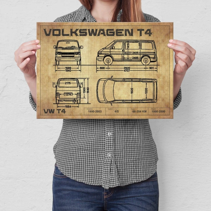 Plakat metalowy VW T4 drawing Prezent