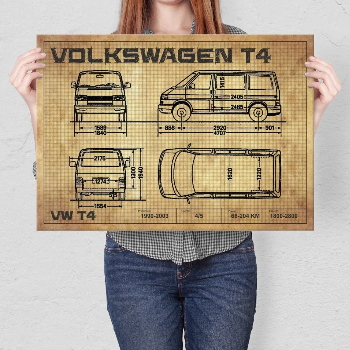 Poster metal VW T4 drawing gift