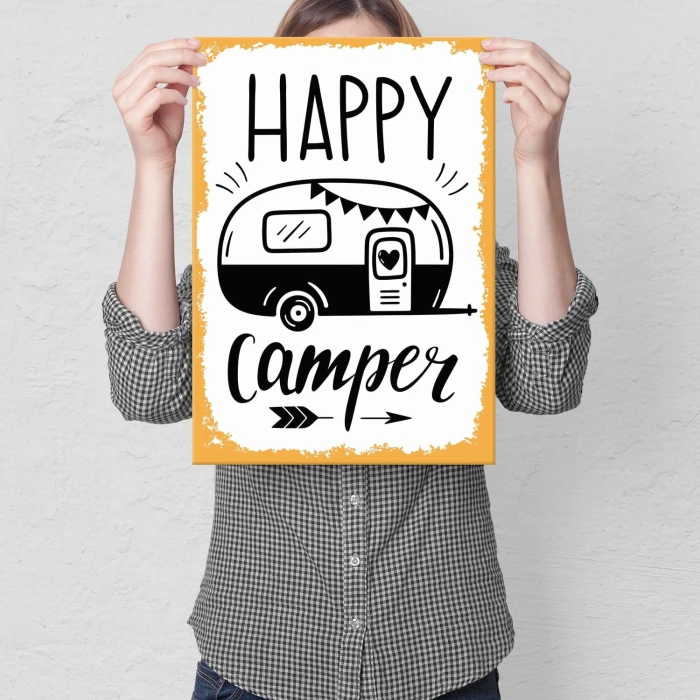 Plakat metalowy happy camper Prezent