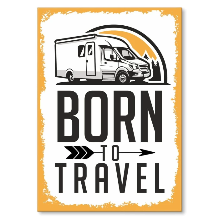 Plakat metalowy born to travel Prezent
