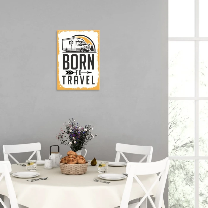 Plakat metalowy born to travel Prezent