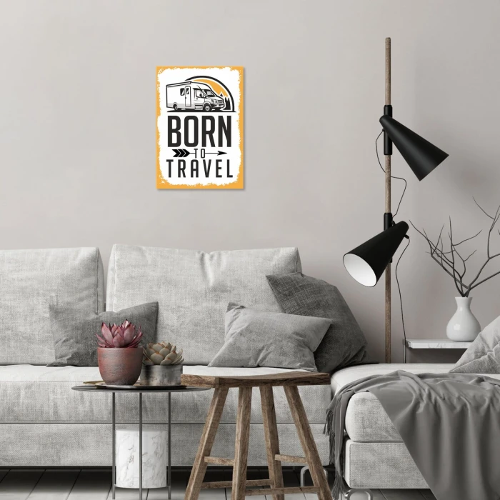 Plakat metalowy born to travel Prezent