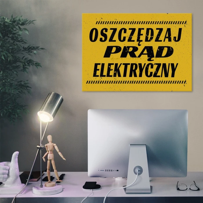 Plakat metalowy oszczędzaj prąd elektryczny Prezent