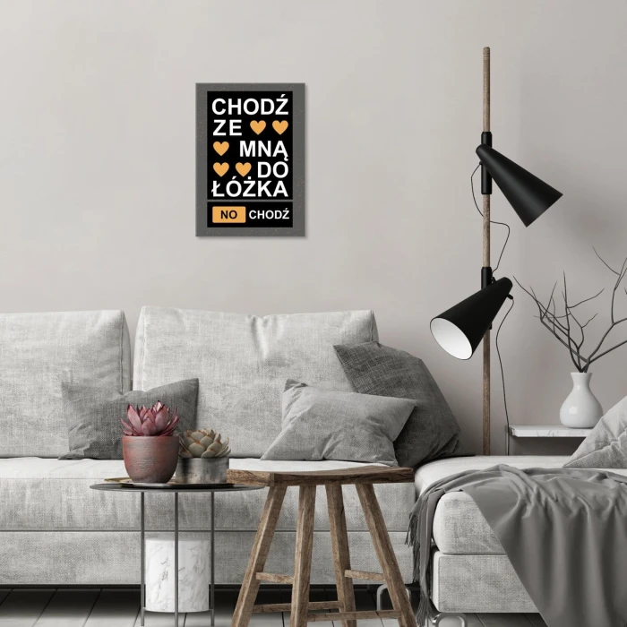 Plakat metalowy chodź z mną do łóżka Prezent