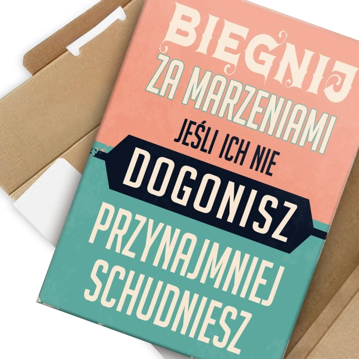 Plakat metalowy biegnij za marzeniami Prezent