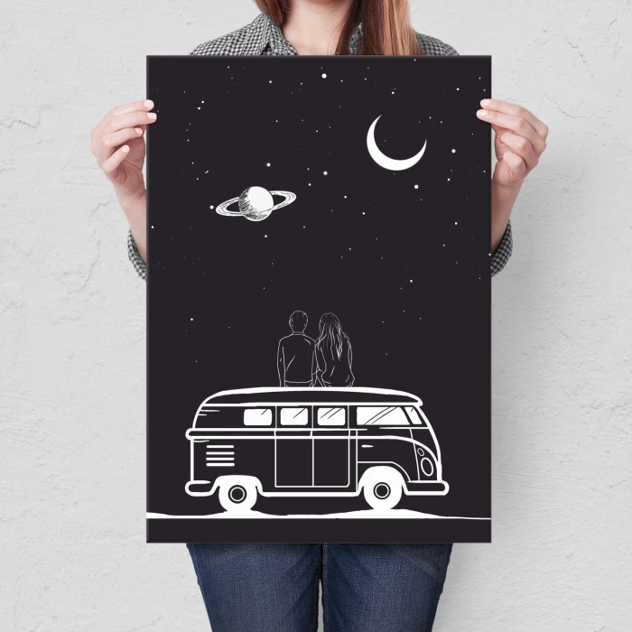 Poster metal zakochana para kamper gift