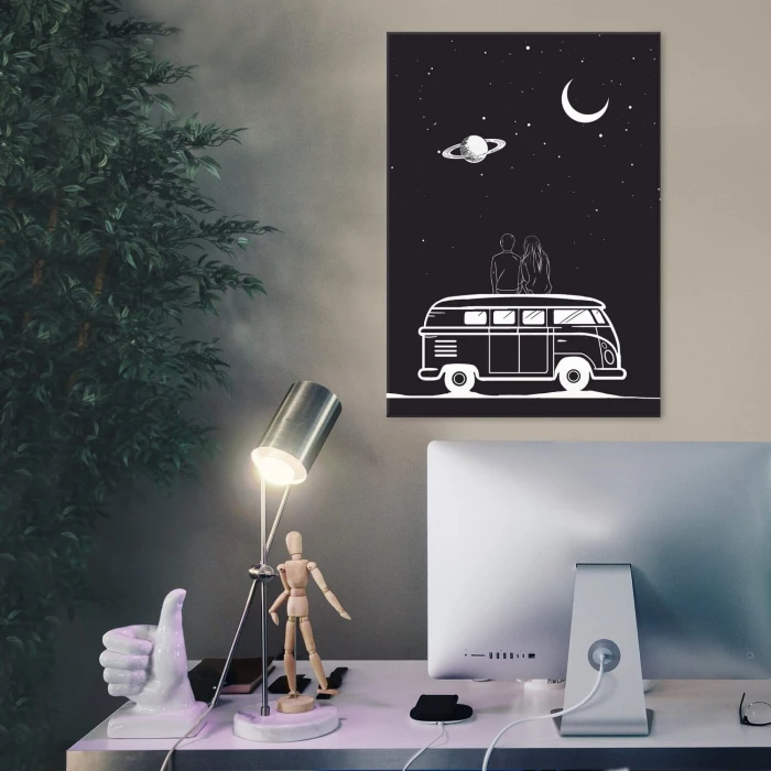 Plakat metalowy zakochana para kamper Prezent