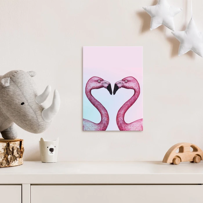 Poster metal zakochane flamingi gift
