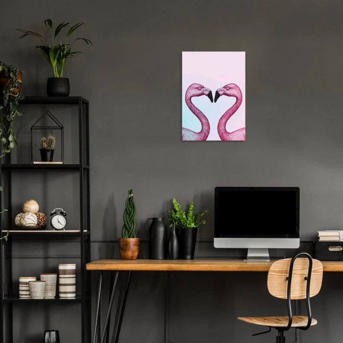 Poster metal zakochane flamingi gift