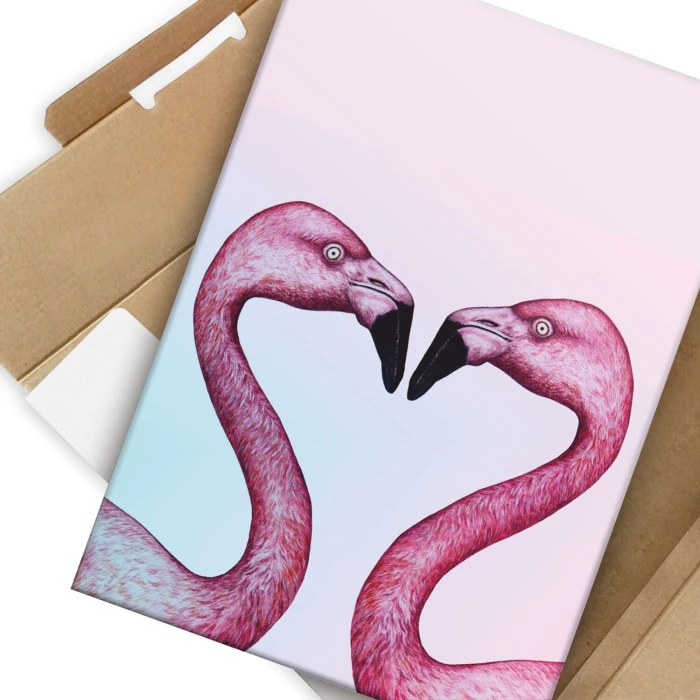 Poster metal zakochane flamingi gift