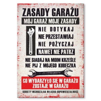 Poster metal zasady garażu gift