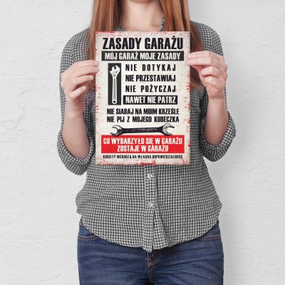 Poster metal zasady garażu gift