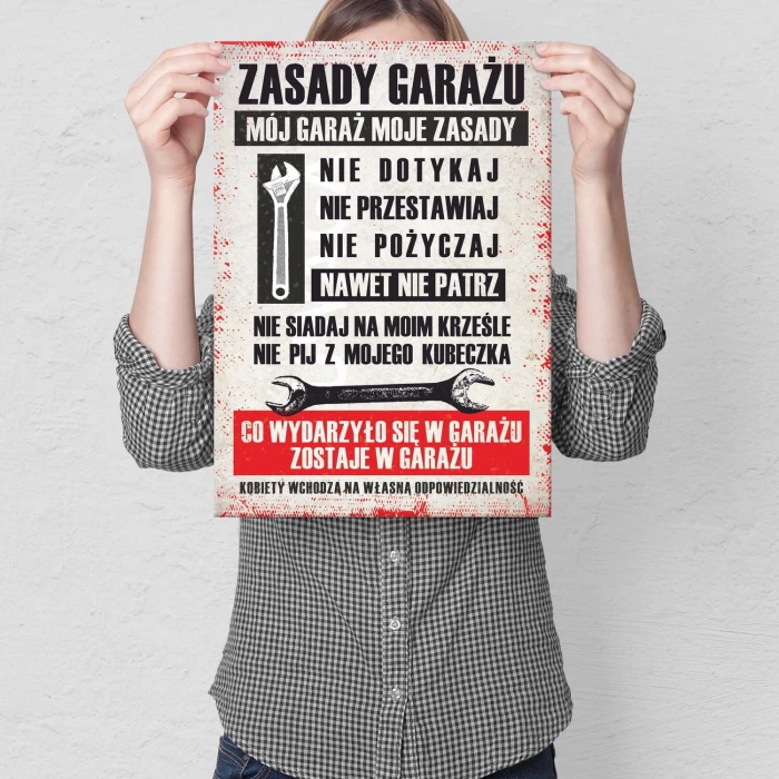 Poster metal zasady garażu gift