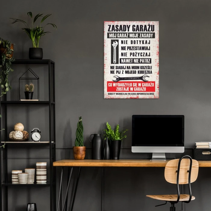 Poster metal zasady garażu gift