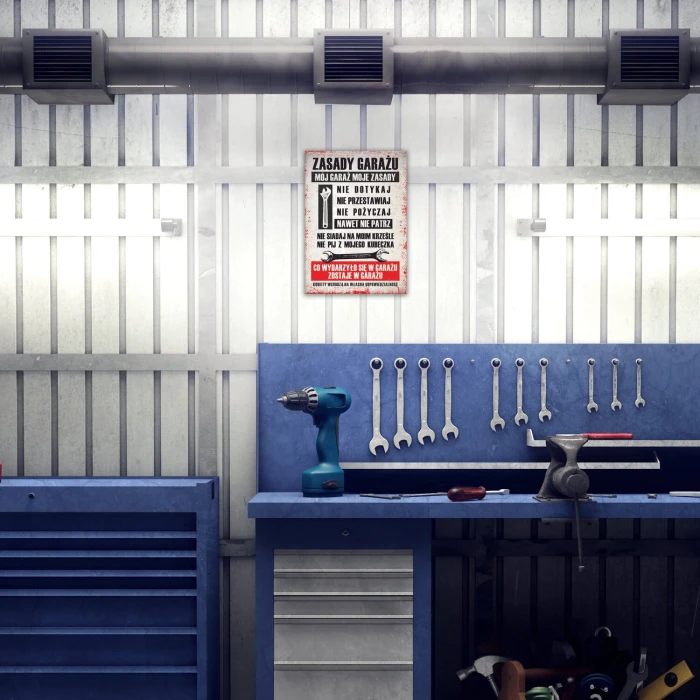 Poster metal zasady garażu gift