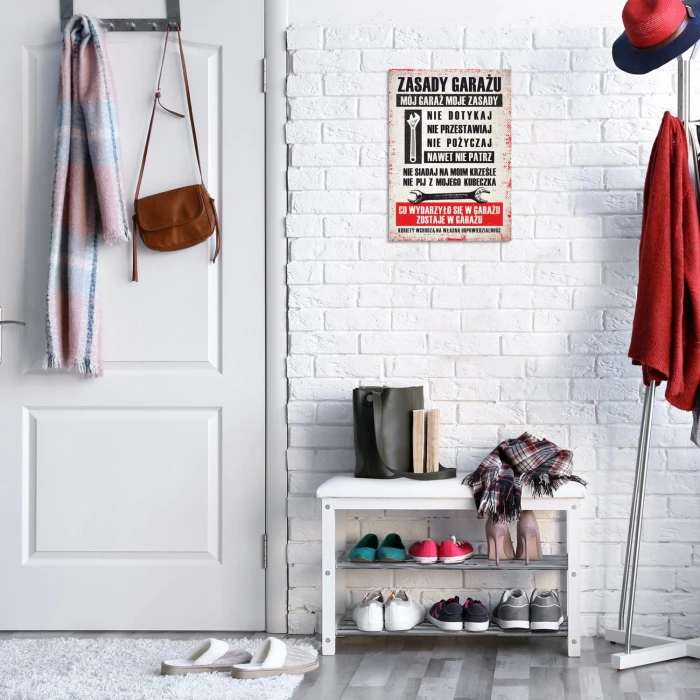 Plakat metalowy zasady garażu Prezent