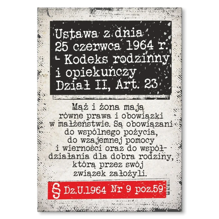 Plakat metalowy kodeks rodzinny Prezent