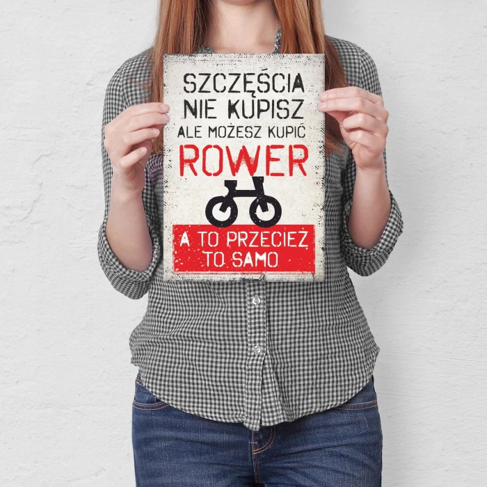 Plakat metalowy szczęścia nie kupisz rower Prezent