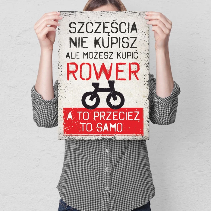 Plakat metalowy szczęścia nie kupisz rower Prezent