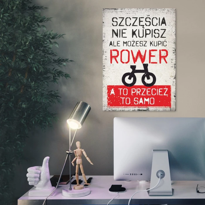Plakat metalowy szczęścia nie kupisz rower Prezent