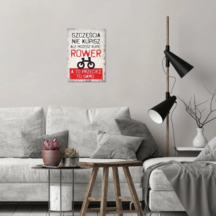 Plakat metalowy szczęścia nie kupisz rower Prezent