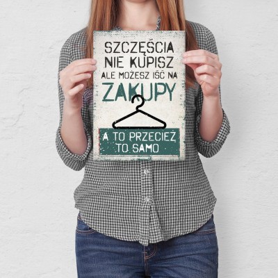 Plakat metalowy szczęście zakupy Prezent