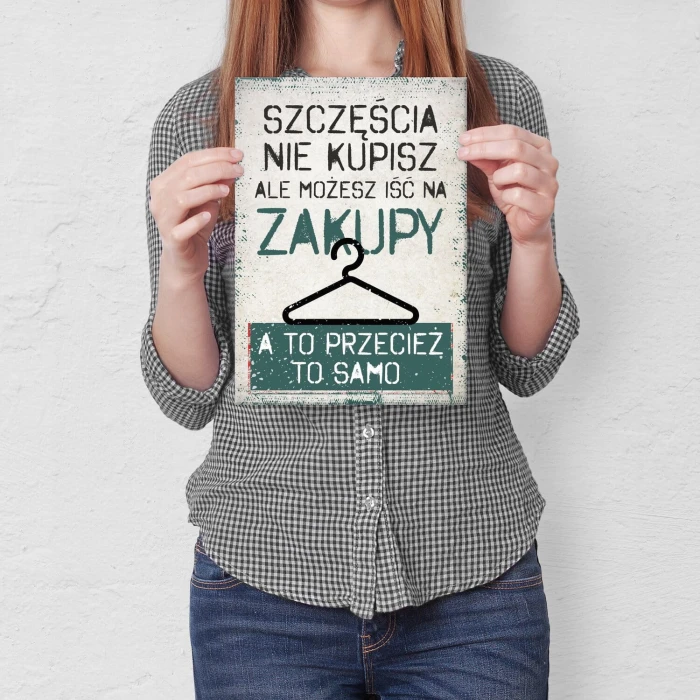 Poster metal szczęście zakupy gift
