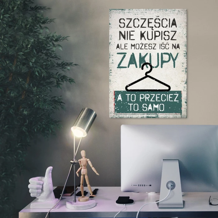 Plakat metalowy szczęście zakupy Prezent
