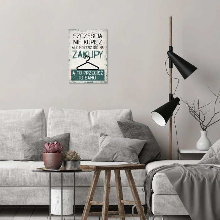 Plakat metalowy szczęście zakupy Prezent
