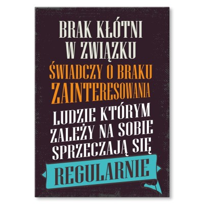 Plakat metalowy brak kłótni Prezent