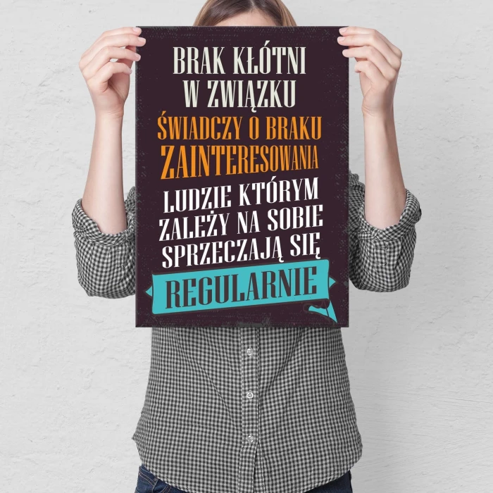 Plakat metalowy brak kłótni Prezent