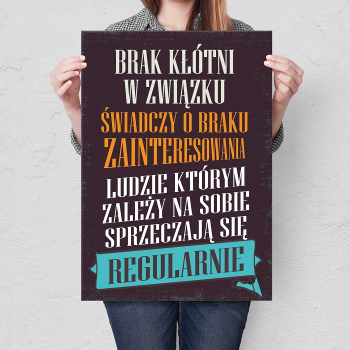 Plakat metalowy brak kłótni Prezent