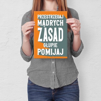 Plakat metalowy przestrzegaj mądrych zasad Prezent