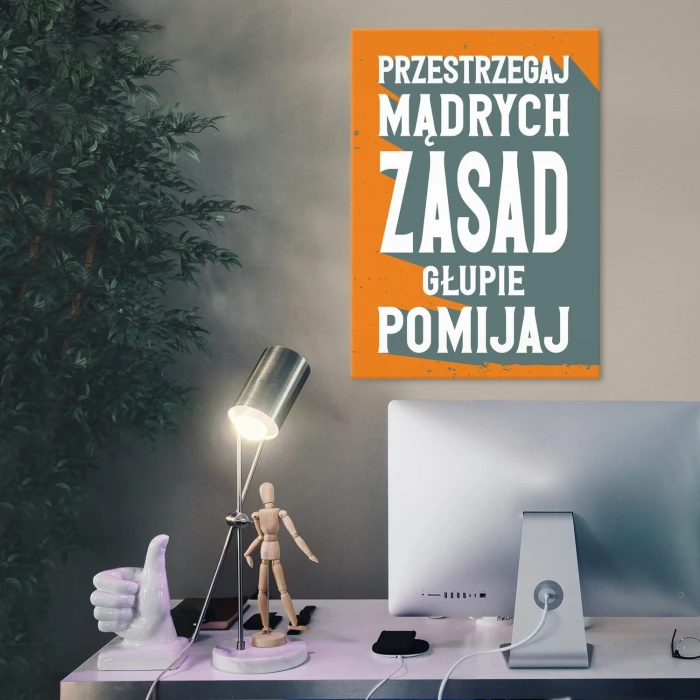 Plakat metalowy przestrzegaj mądrych zasad Prezent