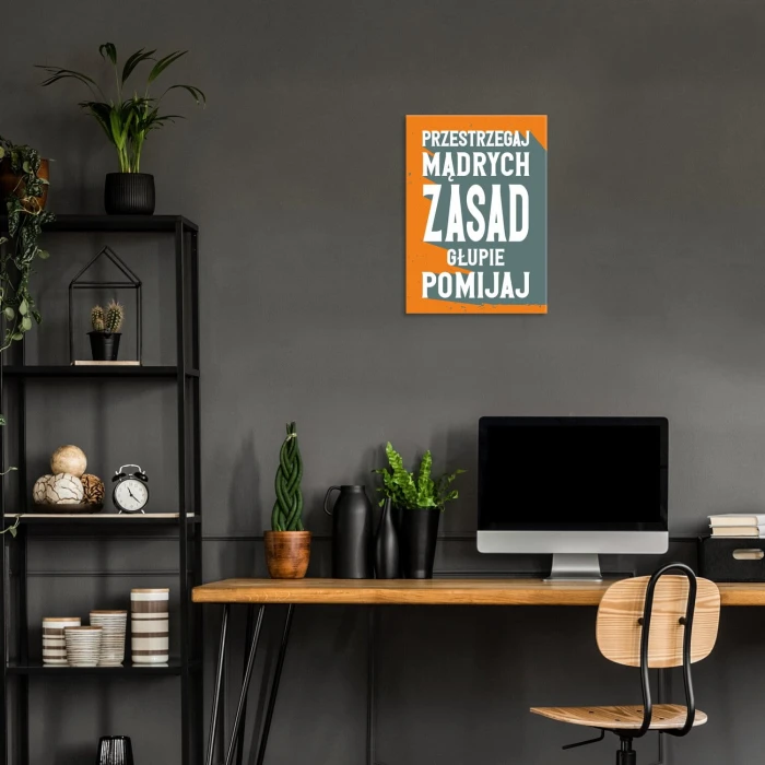 Plakat metalowy przestrzegaj mądrych zasad Prezent