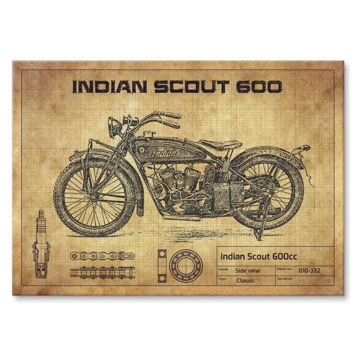 Plakat metalowy Indian Scout 600cc Prezent