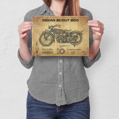 Plakat metalowy Indian Scout 600cc Prezent