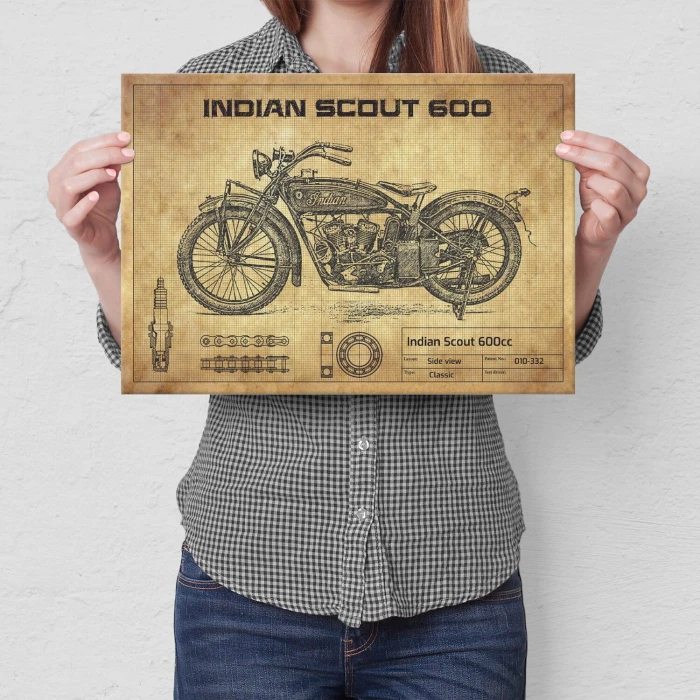 Plakat metalowy Indian Scout 600cc Prezent